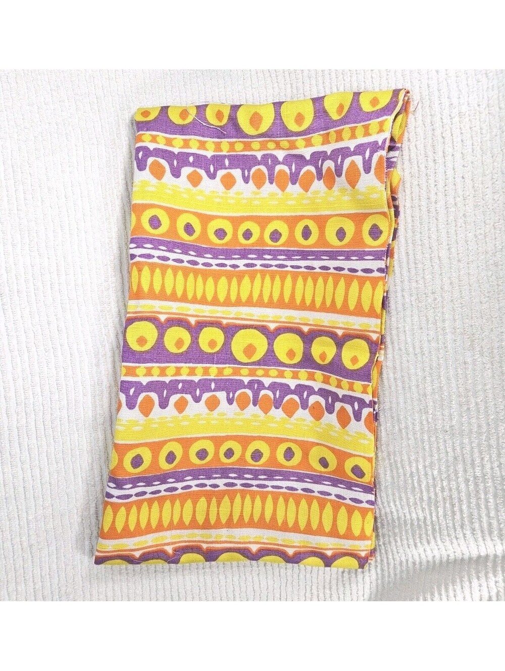 Vintage 1960s Mod Stripe Fabric 2 Yards Thick Woven Screenprint Retro Sewing
